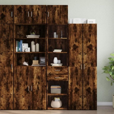 Slim Storage Cabinet Smoked Oak 45x42.5x225 cm Engineered Wood 3281298