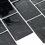 Subway Tile 50 pcs Black Marble 30 x 30 cm Polyurethane and PET 42046128