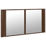 LED Bathroom Mirror Cabinet Brown Oak 90x12x45 cm Acrylic 834969