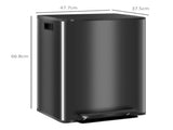 60L Dual Compartment Stainless Steel Bin, with Deodoriser Holders - Black T3398P343444