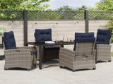 Garden Dining Set with Cushion 5 pcs Grey Poly Rattan 3380466