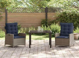 Garden Dining Set with Cushion 3 pcs Grey and Black Rattan 3380575