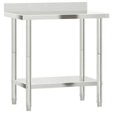 Kitchen Work Table with Backsplash 82.5x55x93 cm Stainless Steel 376457