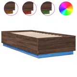 Bed Frame with LED without Mattress Brown Oak 100x200 cm 3209631