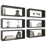 ZNTS Wall Cube Shelf 6 pcs Black 60x15x23 cm Engineered Wood 807138