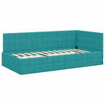 Corner Bed Frame with Headboard Turquoise 100 x 200 cm Velvet 42016406