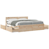 Bed with Drawers and Mattress 200x200 cm Solid Wood Pine 3281886