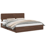 Storage Bed with Drawer Brown Oak 200 x 200 cm Engineered Wood 3412247