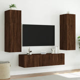 TV Wall Cabinet with LED Lights Brown Oak 80x35x31 cm 837293