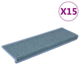 Stair Mats 15 pcs 65x21x4 cm Sea Blue Rectangular Edge 326194