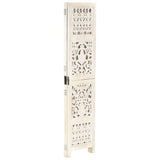 Hand carved 3-Panel Room Divider White 120x165 cm Solid Mango Wood 285330