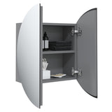 Bathroom Cabinet with Round Mirror&LED Grey 40x40x17.5 cm 345581