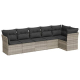 6 Piece Garden Sofa Set with Cushions Light Grey Poly Rattan 3217662