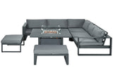 6-Piece Aluminium Garden Furniture Set with Fire Pit Table, Outdoor Dining Sofa Set with Cushions, T3398P323859