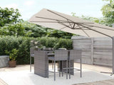 5 Piece Garden Bar Set with Cushions Grey Poly Rattan 3203940