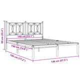 Metal Bed Frame without Mattress with Headboard Black 140x190cm 376128