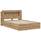 Bed Frame with Storage and Headboard Artisan Oak 135 x 190 cm 3445822