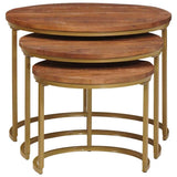 Nesting Coffee Tables 3 pcs Solid Mango Wood and Steel 4104637
