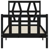 Bed Frame without Mattress Black Small Single Solid Wood Pine 3192455