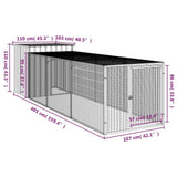 Chicken Cage with Run Light Grey 110x405x110 cm Galvanised Steel 3189094
