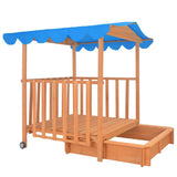 Kids Playhouse with Sandbox Fir Wood Blue UV50 91795