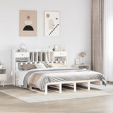 Bookcase Bed without Mattress White 180x200 cm Super King Solid Wood Pine 3323969