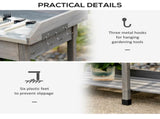 Garden Potting Table, Wooden Workstation Bench w/ Galvanized Metal Tabletop, Drawer, Storage Shelves T3398P314168