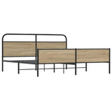 Metal Bed Frame without Mattress Smoked Oak 183x213 cm 3318675