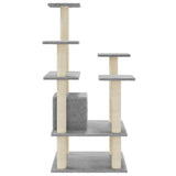 Cat Tree with Sisal Scratching Posts Light Grey 110 cm 171480