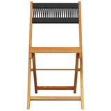 5 Piece Garden Dining Set Black Polypropylene and Solid Wood 3281781