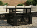 Garden Table Black 100 x 55 x 37 cm PE Rattan and Glass 42035136