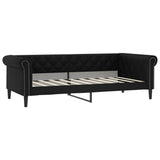 Day Bed without Mattress Black 90x190 cm Single Faux Leather 354235