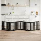 Dog Gate with Door Foldable 4 Panels Black 320 cm Poplar Wood 352257