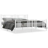 Metal Bed Frame without Mattress with Footboard White 180x200cm 376395