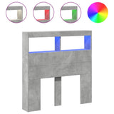Headboard Cabinet with LED Concrete Grey 100x17x102 cm 839185