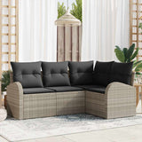 Garden Sofa Set 4 pcs Light grey Poly Rattan 3346022