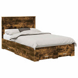 Bed Frame with Drawer Smoked Oak 120 x 190 cm Engineered Wood 3410007