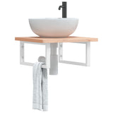 Basin Shelf Wall Mounted Steel and Solid Wood Beech 3302416