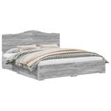 Bed Frame with Drawer Grey Sonoma 200 x 200 cm Engineered Wood 3413567