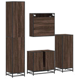 4 Piece Bathroom Furniture Set Brown Oak Engineered Wood 3301209