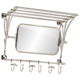 Luggage Rack with Coat Hangers & Mirror Wall Mounted Aluminium 357831