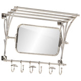 ZNTS Luggage Rack with Coat Hangers & Mirror Wall Mounted Aluminium 357831