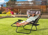 Zero Gravity Lounger Chair, Folding Reclining Patio Chair with Shade Cover, Padded Seat, Cup Holder, T3398P315981