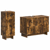 2 Piece Bathroom Cabinet Set EDE Smoked Oak Engineered Wood 3417662