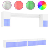 6 Piece TV Wall Units with LED White Engineered Wood 3216686