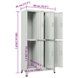 Locker Cabinet with 6 Compartments Steel 90x45x180 cm Grey 20156