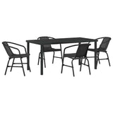 Garden Dining Set 5 pcs Black Powder-Coated Steel 3379383