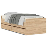 Bed Frame with Drawers without Mattress Sonoma Oak 100x200 cm 3207338