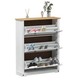 Shoe Cabinet Corona White 99 x 32 x 122 cm Solid Pine Wood 42024954