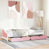 Day Bed with 2 Drawers without Mattress IRUN White&Pink 90x200 cm 3314681